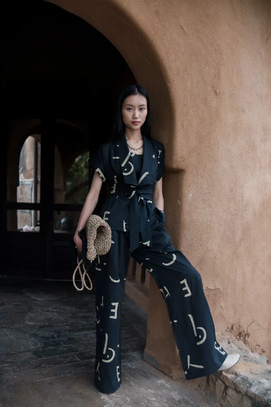 The Terra Tribe Black Line Printed Friday Flared Pants Comfortable Maternity Pants