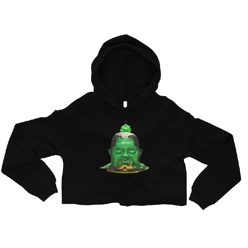 Melting Buddha Graphic Crop Hoodie Hoodie with Zipper Placket Modern Functional