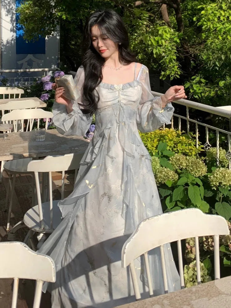 Advbridge Autumn French Print Fairy Long Dresses for Women Elegant Off Shoulder Ruffles A-Line Birthday Party Dress One Piece Vestidos New Tunics Review highly Advbridge Autumn French Print Fairy Long Dresses for Women Elegant Off Shoulder Ruffles A-Line Birthday Party Dress One Piece Vestidos New Tunics Review highly