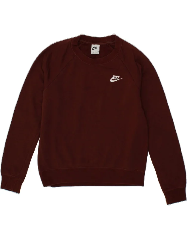 NIKE Womens Oversized Sweatshirt Jumper UK 10 Small Brown Cotton Hoodie with Hem Fringe Bohemian Relaxed NIKE Womens Oversized Sweatshirt Jumper UK 10 Small Brown Cotton Hoodie with Hem Fringe Bohemian Relaxed