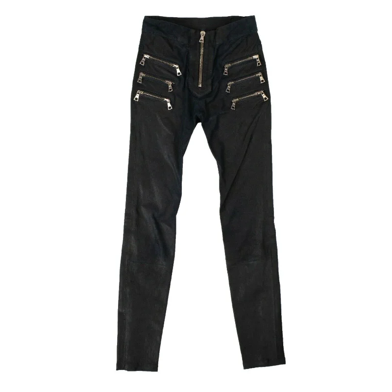 Unravel Project Textured Skinny Pants - Navy Blue High-Waist Jogger Pants