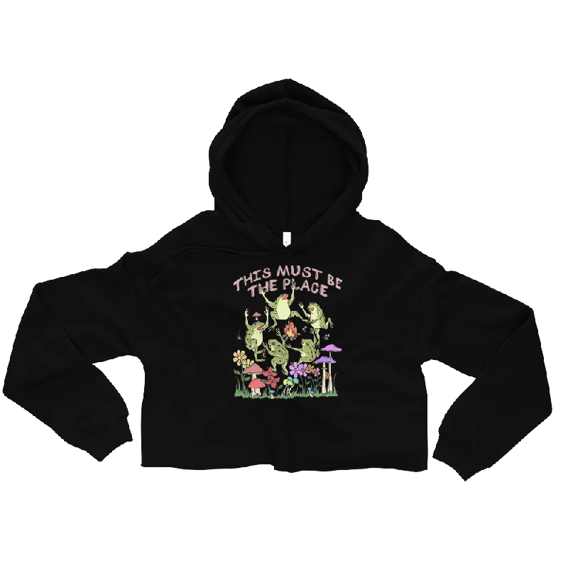 This Must Be The Place Graphic Crop Hoodie Hoodie Jacket Zipper Layering