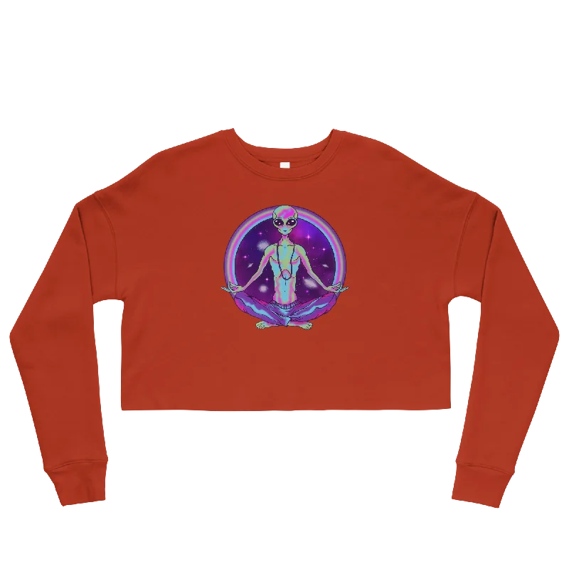 I'm At Peace Graphic Crop Sweatshirt Hoodie with Crew Neck Simple Timeless