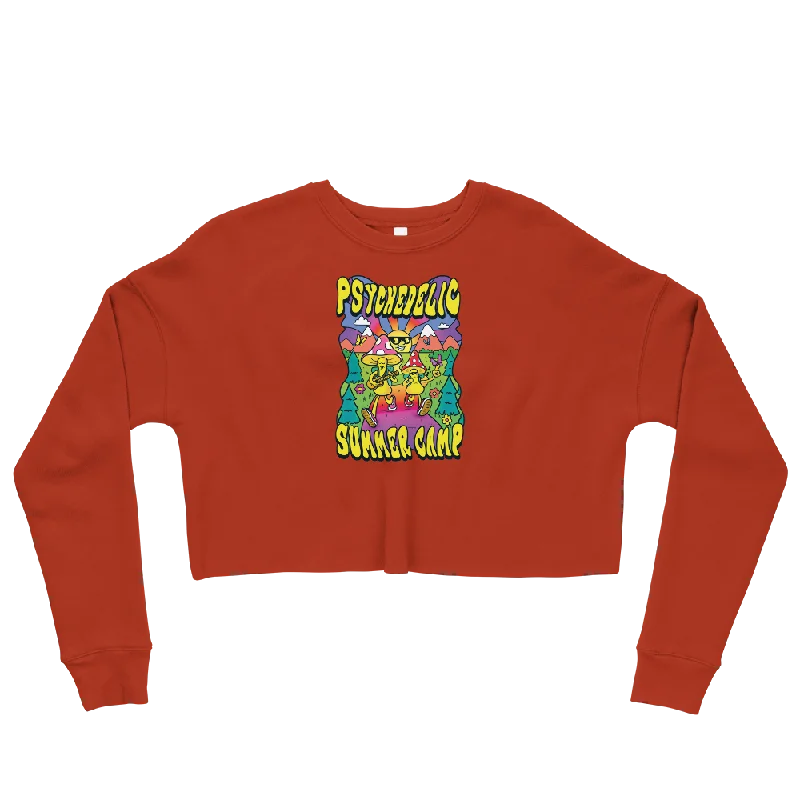 Psi~ Summer Camp Graphic Crop Sweatshirt Oversized Hoodie Comfort Casual