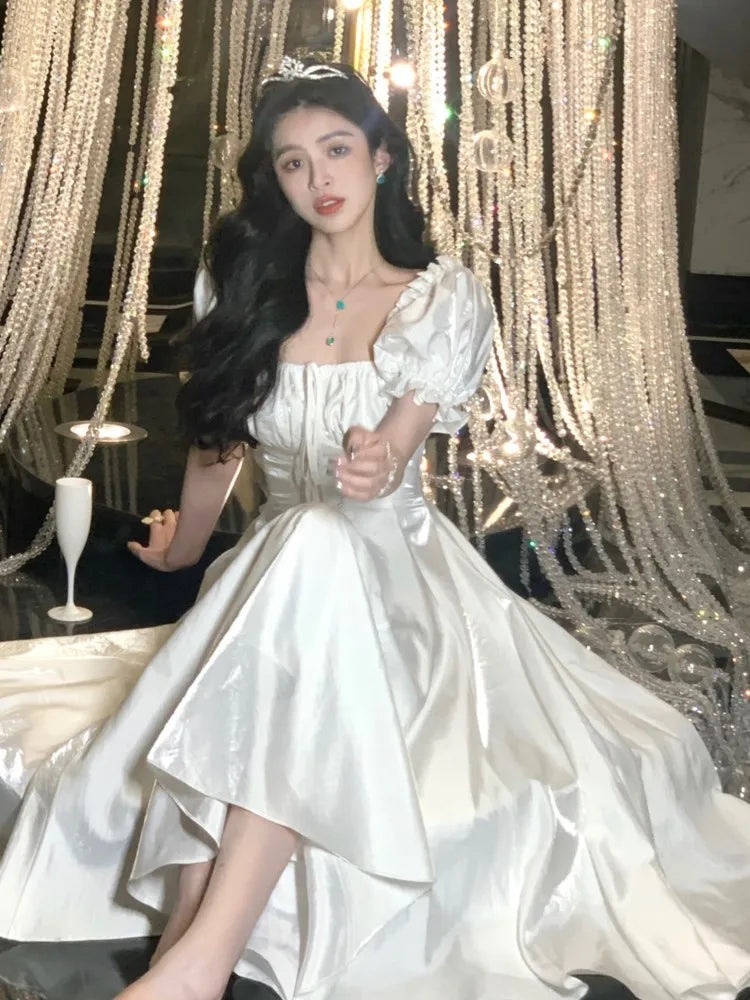 Advbridge - French Elegant White Wedding Party Dress Women Vintage Burgundy Romantic Prom Vestidos Summer Korean A-line Graduation Dresses Tunics Short Trendy Advbridge - French Elegant White Wedding Party Dress Women Vintage Burgundy Romantic Prom Vestidos Summer Korean A-line Graduation Dresses Tunics Short Trendy