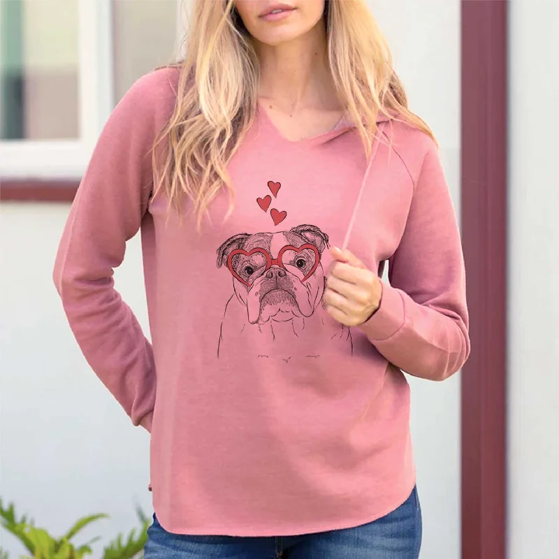 Valentine Jack the English Bulldog - Cali Wave Hooded Sweatshirt Hoodie with Metallic Shiny Futuristic Valentine Jack the English Bulldog - Cali Wave Hooded Sweatshirt Hoodie with Metallic Shiny Futuristic