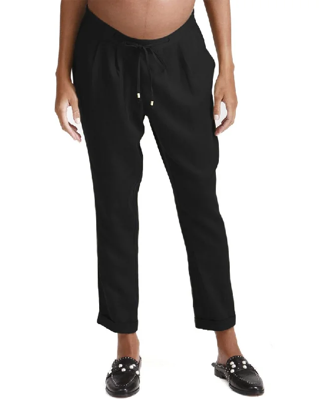 Ingrid & Isabel Maternity Tapered Linen-Blend Ankle Pant Fashionable Jogger Pants