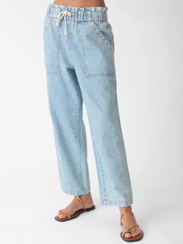 Denim Easy Pant Stylish Paperbag Waist Pants