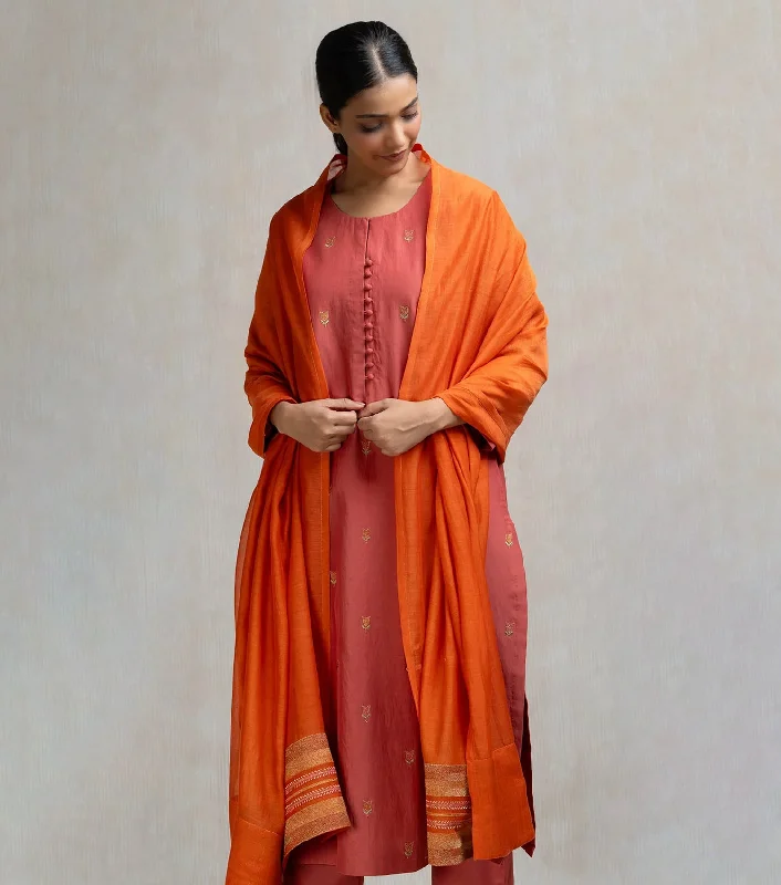 Thread & Zari Embroidered Kurta Set with Pants & Dupatta Fashionable Jogger Pants