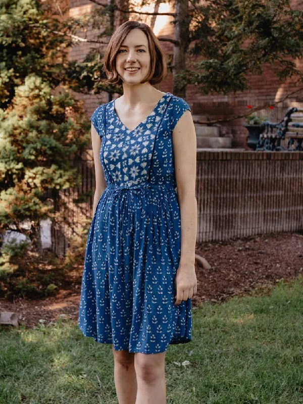 Hand Printed Drawstring Waist Dress- 3X Only Tunics Chinos classic