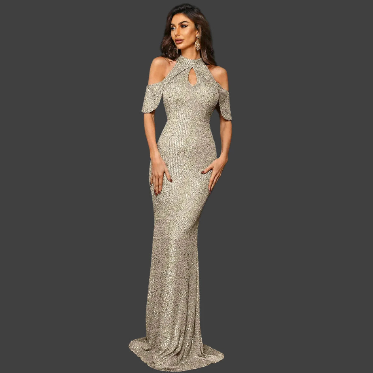 Missord Rose Gold Sequin Evening Dresses Women Elegant High Collar Raglan Sleeve Cut-Out Bodycon Maxi Party Dress Long Prom Gown Tunics Stylish modern Missord Rose Gold Sequin Evening Dresses Women Elegant High Collar Raglan Sleeve Cut-Out Bodycon Maxi Party Dress Long Prom Gown Tunics Stylish modern