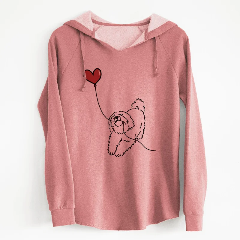 Coton de Tulear Heart String - Cali Wave Hooded Sweatshirt Hoodie with Belted Waist Structured Tailored Coton de Tulear Heart String - Cali Wave Hooded Sweatshirt Hoodie with Belted Waist Structured Tailored