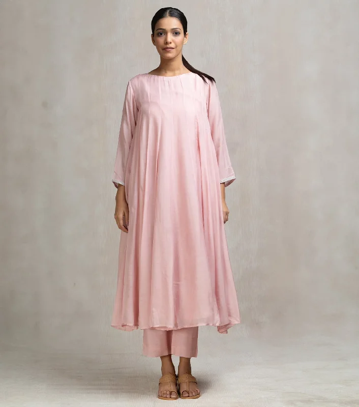 Muslin Panelled A-line Kurta with Pants & Embroidered Dupatta Formal Slim Pants