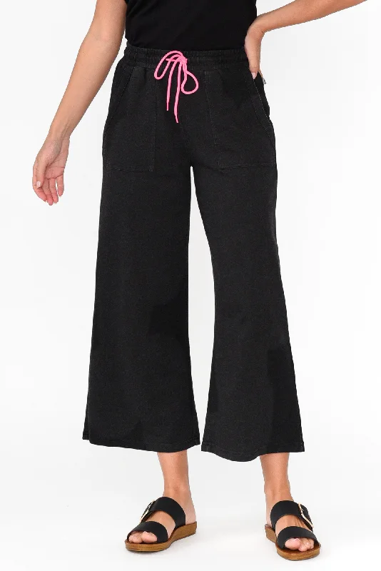 Mariam Black Relaxed Track Pants Fashionable Sporty Pants