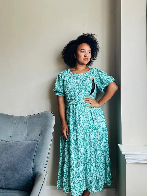 The Frankie Nursing Smock Dress - Aqua Panther Tunics Fashionable trendy