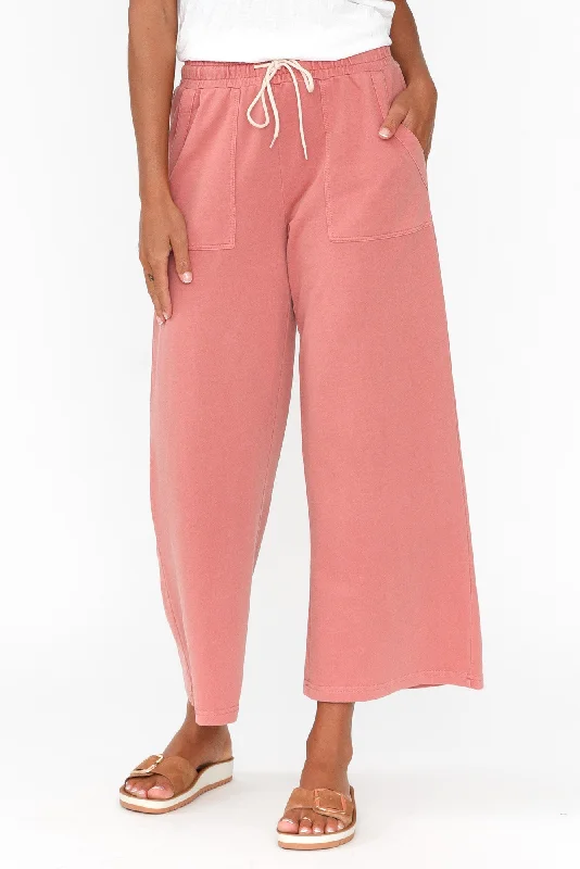 Mariam Blush Relaxed Track Pants Elegant Silk Pants