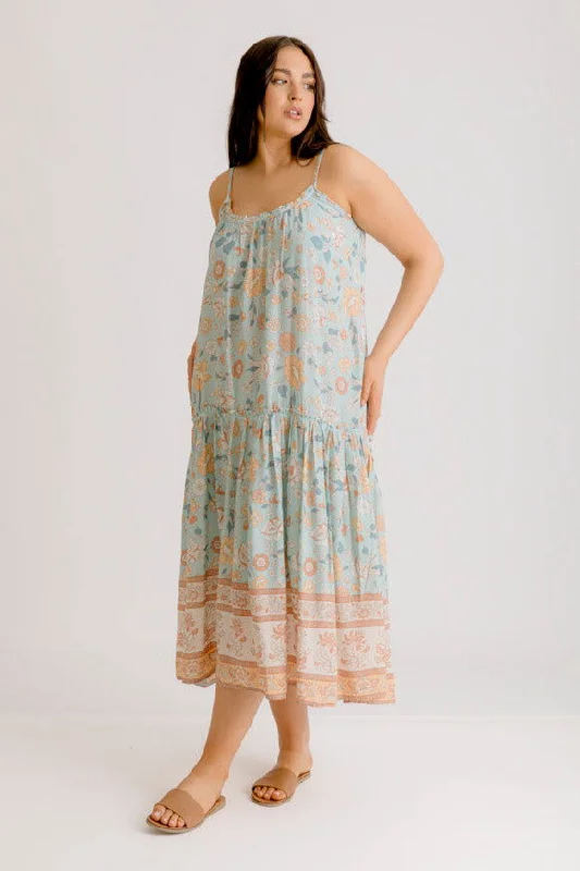 Avalon Printed Dress - Sea Green Tunics Luxurious high-end