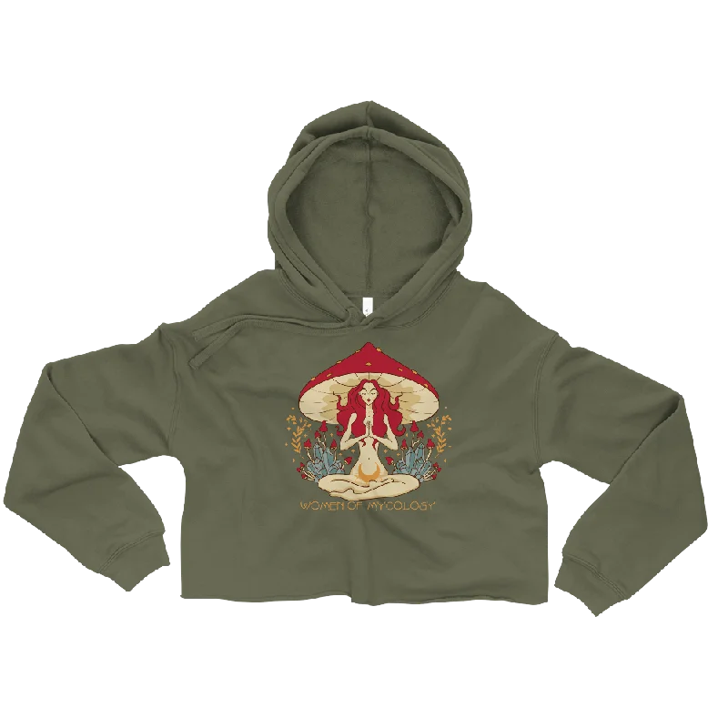 Mystical Woman of Mycology Graphic Crop Hoodie Hoodie with Full-Zip Functional Layering Mystical Woman of Mycology Graphic Crop Hoodie Hoodie with Full-Zip Functional Layering