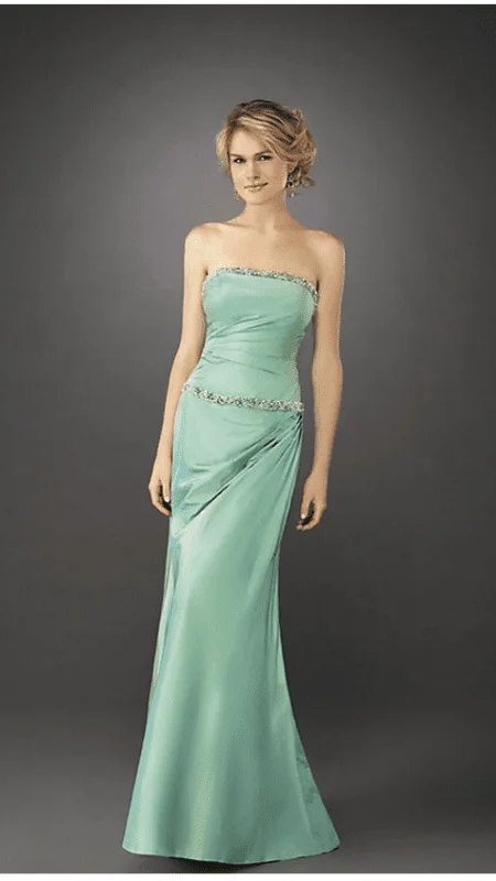 La Femme - Strapless Mid-Open Back Drape Accented Dress 12525 Tunics Luxurious high-end
