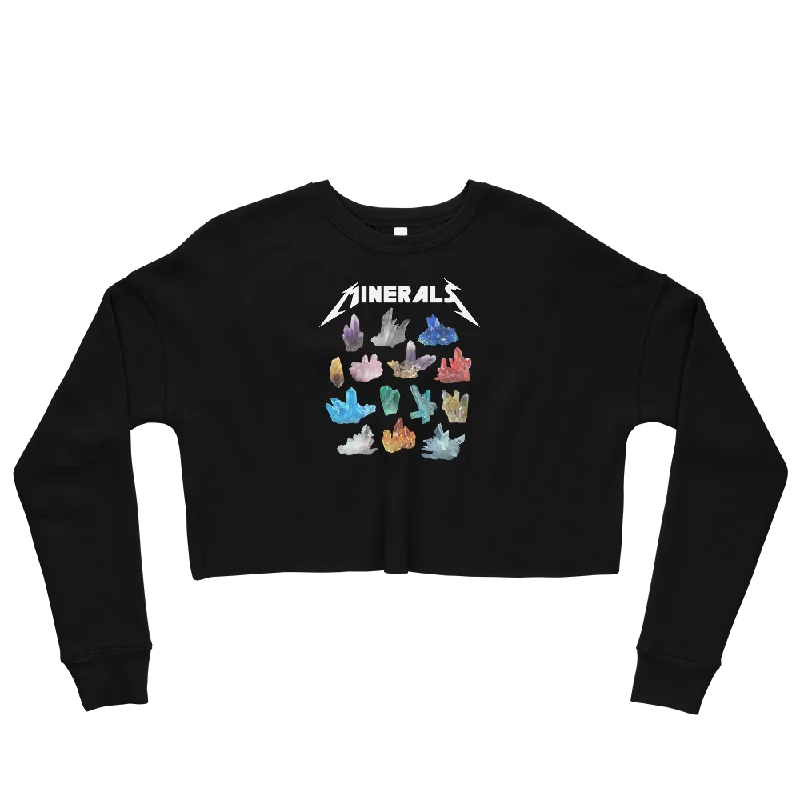 Minerals Graphic Crop Sweatshirt Hoodie with Button Classic Timeless