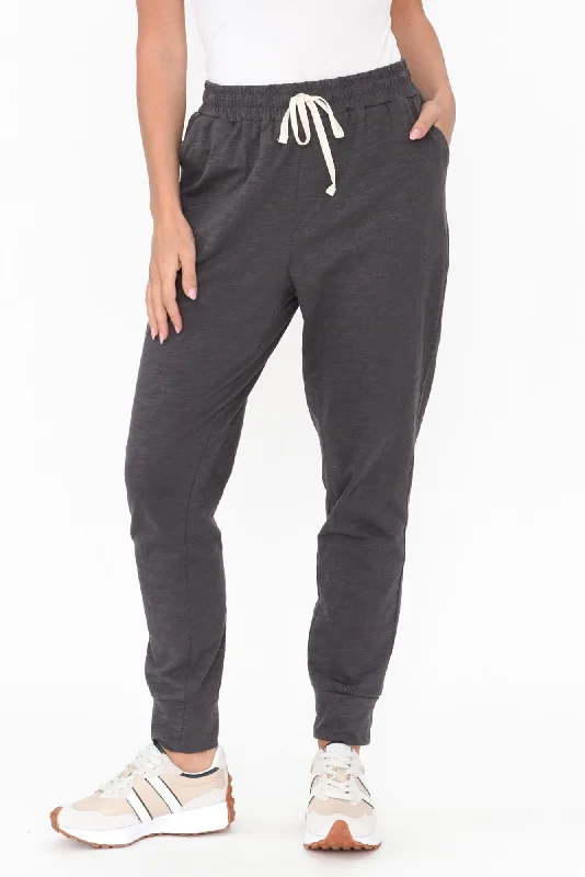 Bondi Grey Cotton Jogger Pants Wide-Legged Palazzos