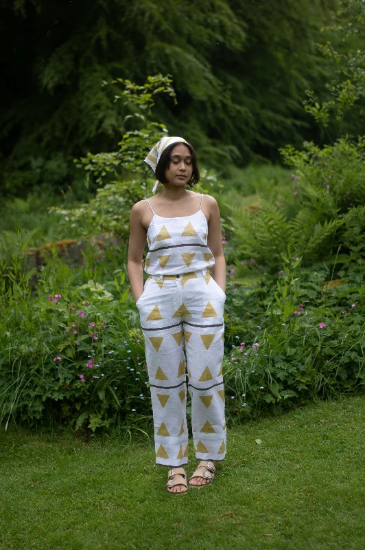 The Terra Tribe Yellow Triangle Serenity Pants Trendy Printed Leggings
