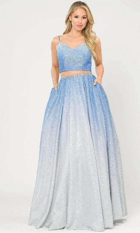 Poly USA 8706 - Two-Piece V-Neck Prom Dress Shift Classic Vintage