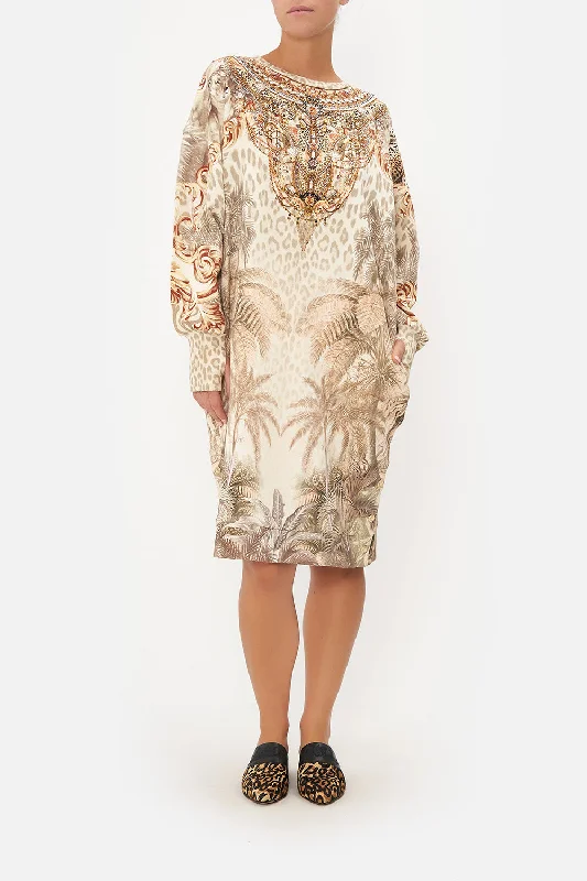 SWEATSHIRT BUTTON DRESS PALAZZO PARTY Cotton Hoodie Fleece Lining Warmth