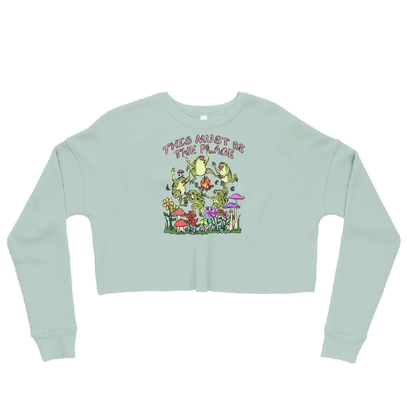 This Must Be The Place Graphic Crop Sweatshirt Hoodie Dress Longline Feminine