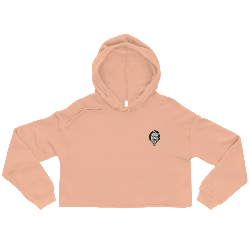 Allan Watts Embroidery Graphic Crop Hoodie Hoodie with Zipper Versatile Modern