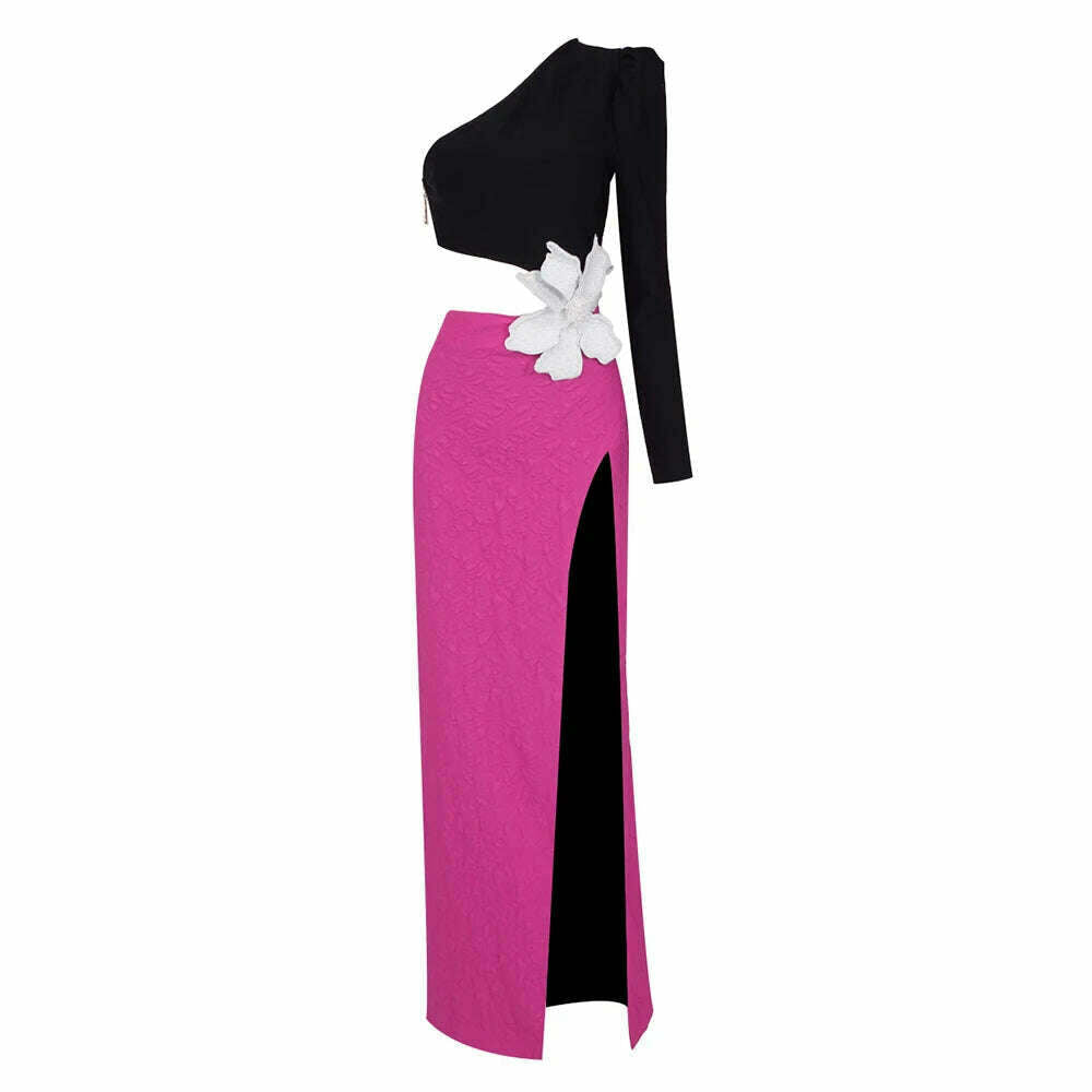 VC Fashion Party Dresses For Women 2023 Autumn Winter Sexy One Shoulder Long Sleeves High Waist Big Flower Decoration Gowns Tunics Ceremony elegant VC Fashion Party Dresses For Women 2023 Autumn Winter Sexy One Shoulder Long Sleeves High Waist Big Flower Decoration Gowns Tunics Ceremony elegant