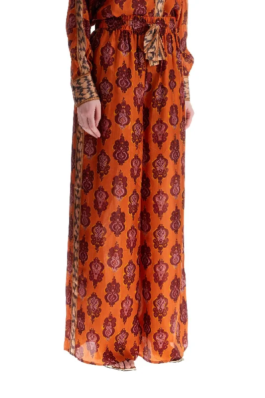 Zimmermann High Waist Wide Leg Ikat Print Silk Pants Orange Stylish Paperbag Waist Pants Zimmermann High Waist Wide Leg Ikat Print Silk Pants Orange Stylish Paperbag Waist Pants