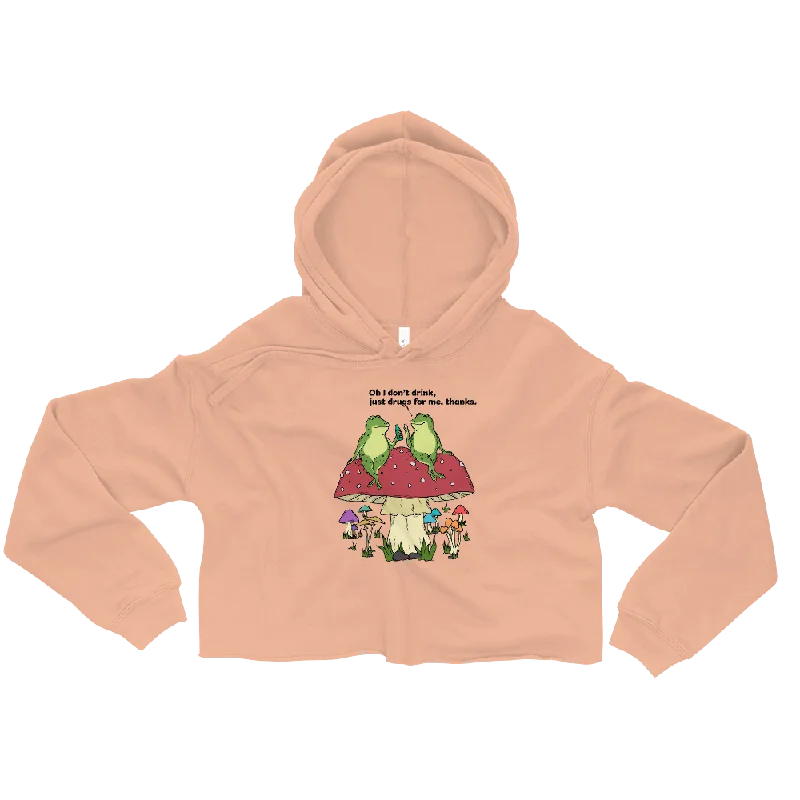 I Don't Drink Graphic Crop Hoodie Hoodie with Hem Embroidery Detailed Premium
