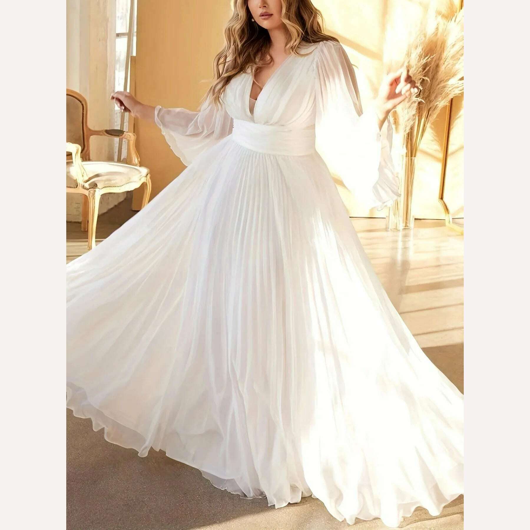 Plus Size Pleated Elegant Dress Female Solid V Neck Clothing Luxury Dinner Evening Long Robe 2024 Spring Women Party Dress Bodycon Fitted Nightout Plus Size Pleated Elegant Dress Female Solid V Neck Clothing Luxury Dinner Evening Long Robe 2024 Spring Women Party Dress Bodycon Fitted Nightout