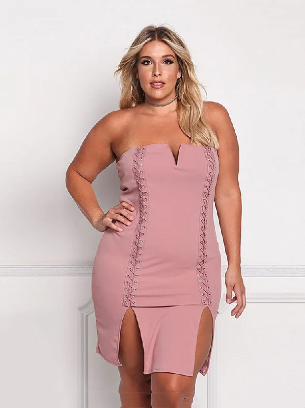 Slit Fitted Strapless Dress Tunics Trendy modern