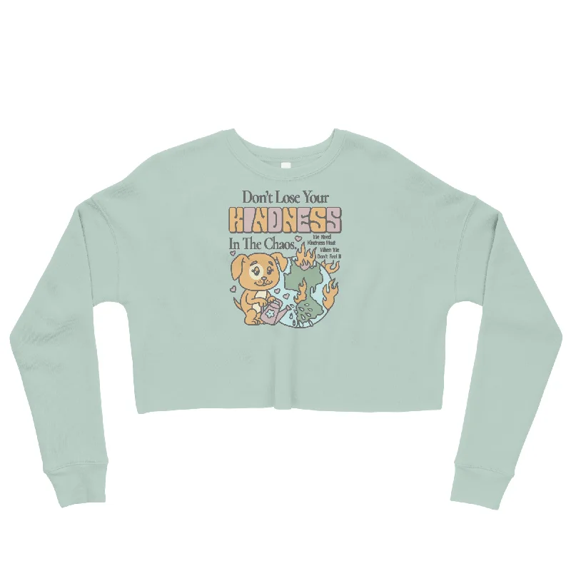 Kindness Crop Sweatshirt Hoodie with Mesh Breathable Sporty