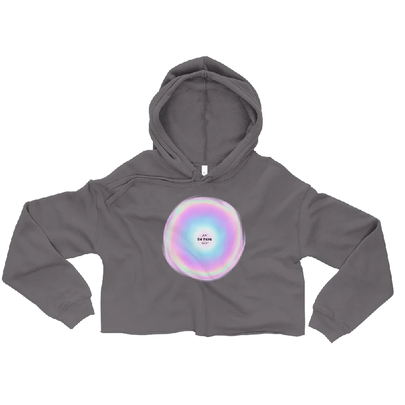 Just Be Here Now Graphic Crop Hoodie Hoodie with Stripes Bold Sporty