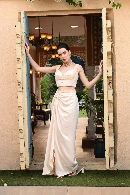 Ivory Color Indo Western Skirt Dress Tunics Luxurious premium