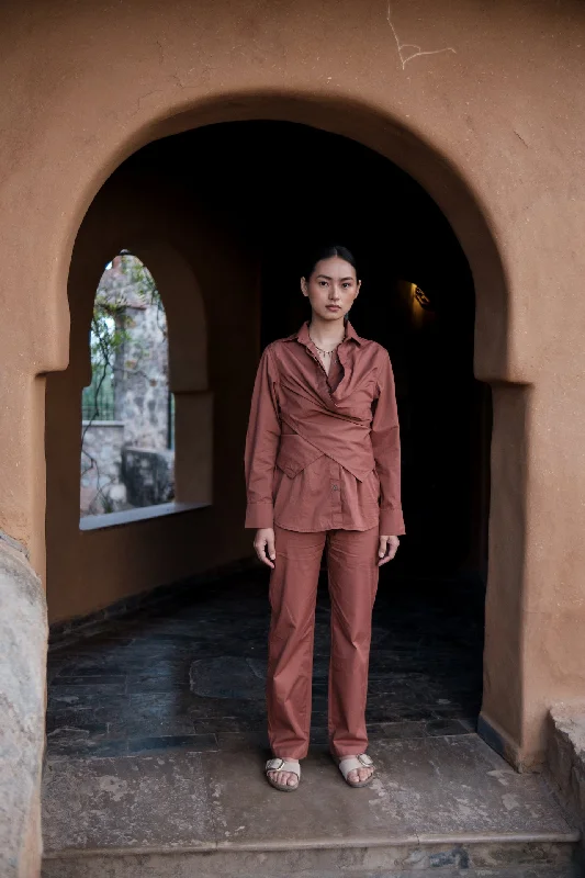 Copper Sandra Straight Pants Stylish Elastic Waist Pants