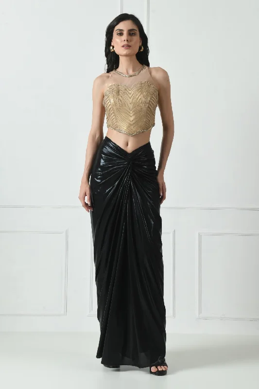 Black Indo Western Skirt Dress empire Waist empire