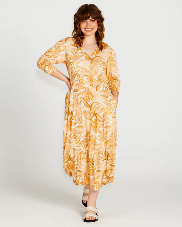 Portia elastic waisted print  dress Tunics Formal black
