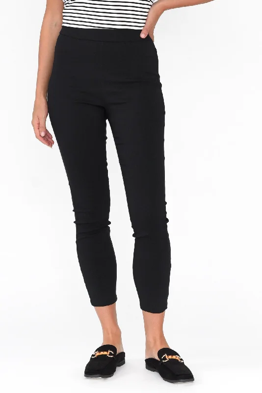 Ezra Black 7/8 Stretch Pants Classic Pleated Pants