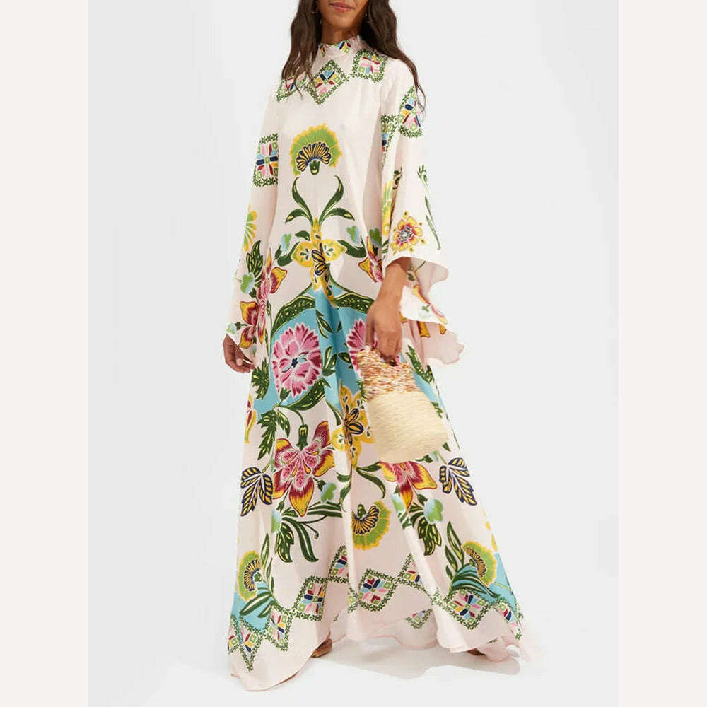 Stand Collar Elegant Lady Printing Dress Casual High Waist Long Sleeve Party Dress Women Spring Summer Loose Streetwear Dress High-Low Hemline Casual Stand Collar Elegant Lady Printing Dress Casual High Waist Long Sleeve Party Dress Women Spring Summer Loose Streetwear Dress High-Low Hemline Casual