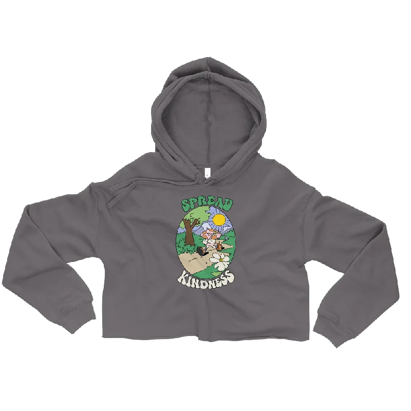 Spread Kindness Graphic Crop Hoodie Hoodie with Hem Contrast Bold Stylish