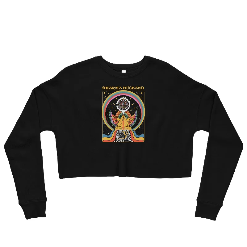 Dharma Husband Crop Sweatshirt Hoodie with Illustration Artistic Creative