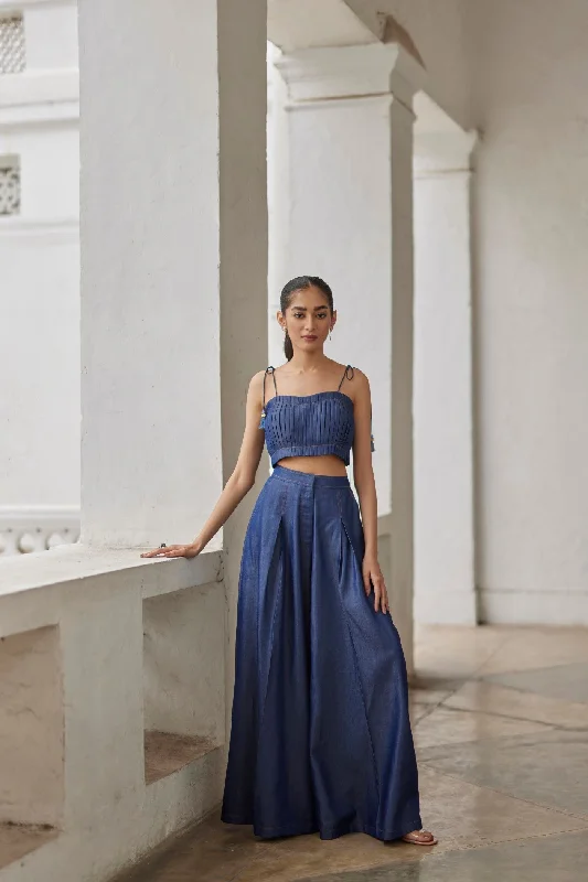 Denim Palazzo Pants Classic Cropped Pants