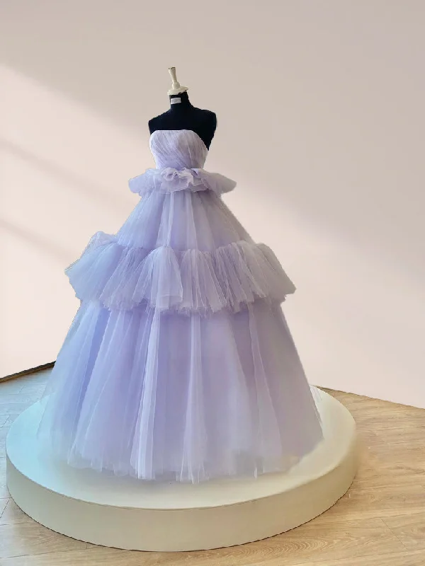 Strapless Pleated Tulle Ball Gown Tiered A Line Prom Dress Floor Length Party Dress Tunics Exclusive limited Strapless Pleated Tulle Ball Gown Tiered A Line Prom Dress Floor Length Party Dress Tunics Exclusive limited