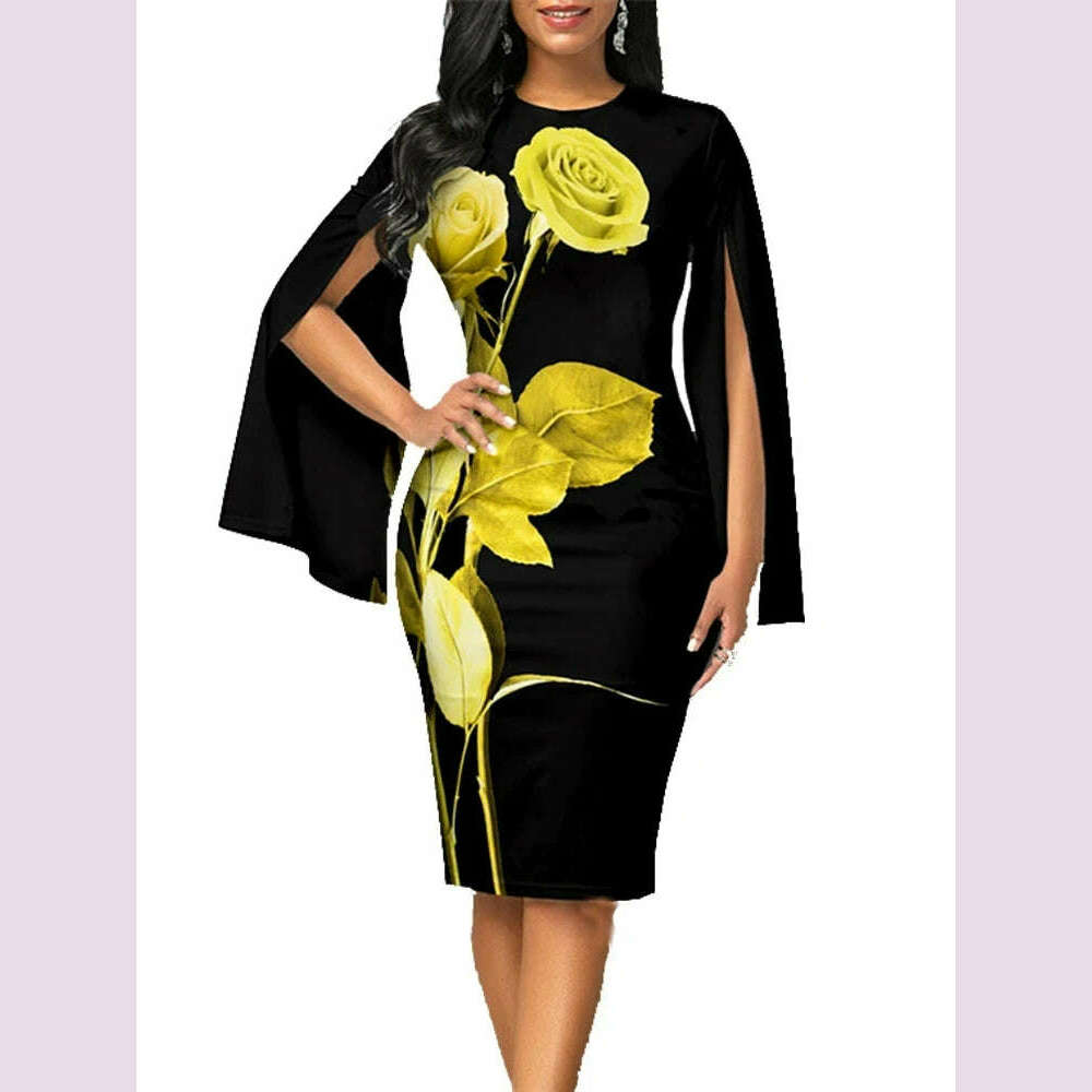 2024 New Sexy Split Fork Long Sleeve Slim Work Dresses Vintage Party Dresses For Women Fashion Elegant Print Bodycon Dress Tunics Cozy comfortable 2024 New Sexy Split Fork Long Sleeve Slim Work Dresses Vintage Party Dresses For Women Fashion Elegant Print Bodycon Dress Tunics Cozy comfortable