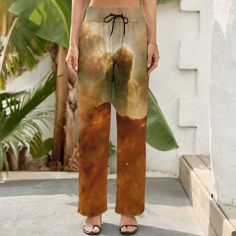 Brown Marble Women's Wide Leg Pants Comfortable Jogger Trousers