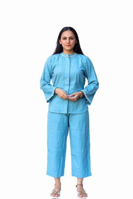 Diti Blue Top and Pant Casual Plaid Pants